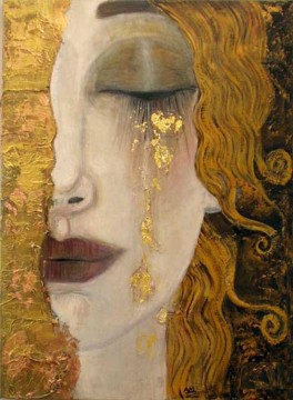Tee Mädchen Gesicht Gold Wanddekoration Ölgemälde